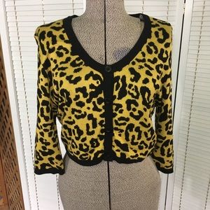 Cropped Leopard Cardigan Sweater Pinup Retro XL